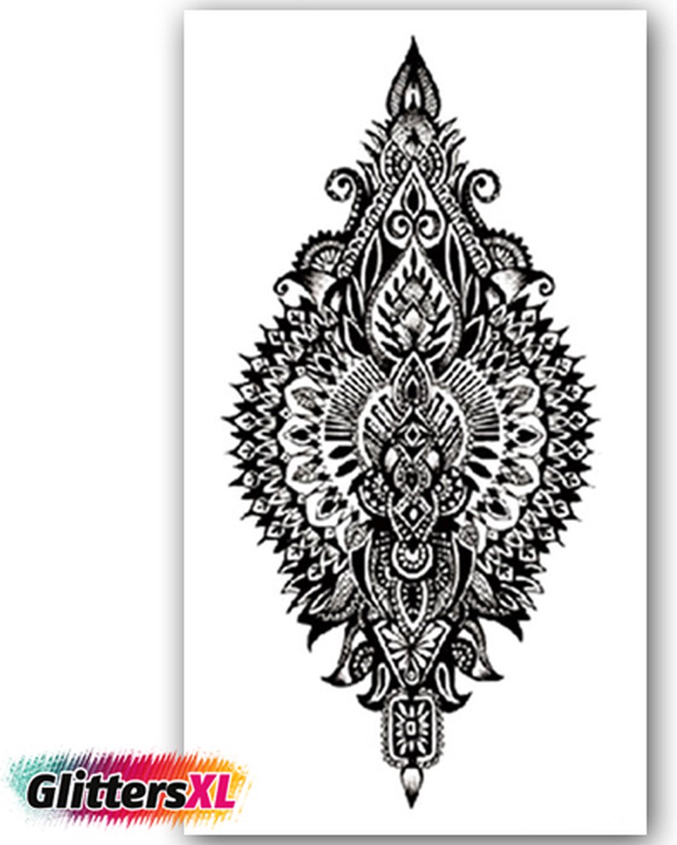 GlittersXL - Temporary Tattoo Maori/Polynesian/Tribal (11x6cm) [Neptattoo - Tijdelijke tatoeage - Nep Fake Tattoos - Water overdraagbare festival sticker henna outfit tattoo - Glitter tattoo - Volwassenen Kinderen Jongen Meisje]